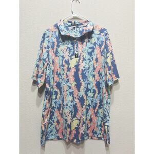Bad Birdie Performance Golf Polo Mens Size XL Blue Floral Polyester Tucson CC
